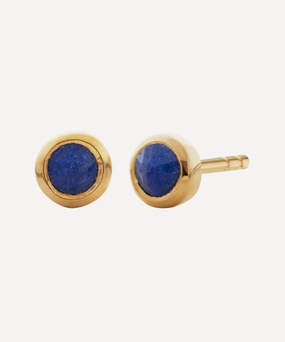 Shop Monica Vinader Gold Plated Vermeil Silver Mini Lapis Stud Earrings