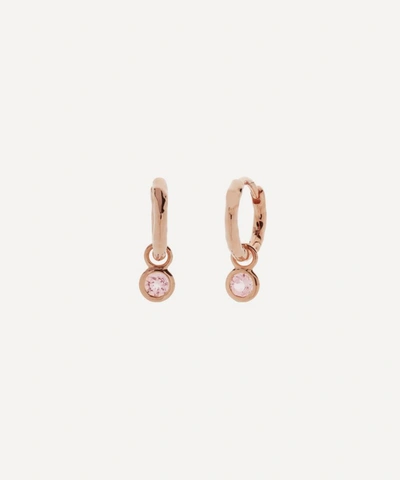 Shop Monica Vinader Rose Gold Plated Vermeil Silver Mini Pink Tourmaline Huggie Hoop Earrings