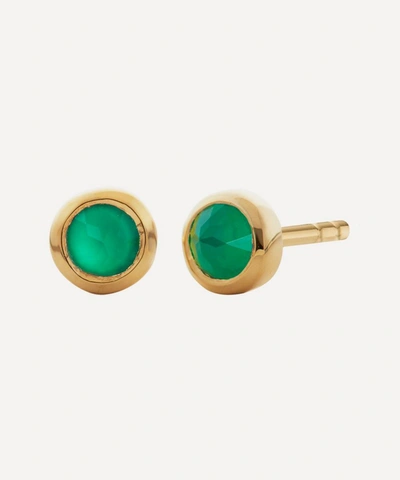 Shop Monica Vinader Gold Plated Vermeil Silver Mini Green Onyx Stud Earrings