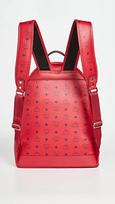 MCM Red STARK TRILOGIE Backpack and Removable Shoulder Bag Clutch