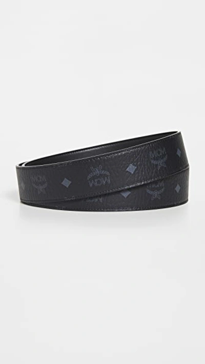 Shop Mcm Adjustable Reversible Logo Belt In Black