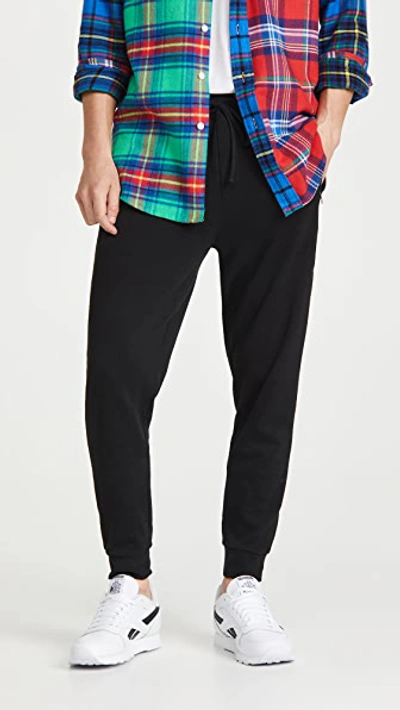 Shop Polo Ralph Lauren Lux Jersey Double Knit Pants In Black