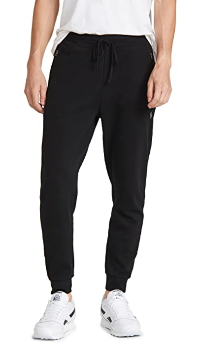 Shop Polo Ralph Lauren Lux Jersey Double Knit Pants In Black