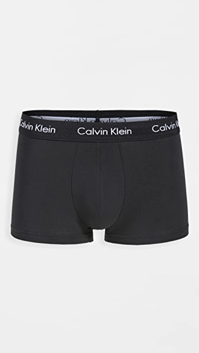 Shop Calvin Klein Underwear Cotton Stretch 3-pack Low Rise Trunks Black/blue Shadow/cobalt Water