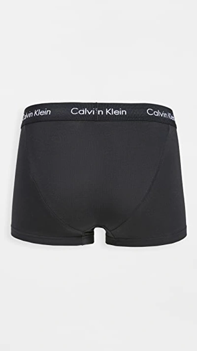 Shop Calvin Klein Underwear Cotton Stretch 3-pack Low Rise Trunks Black/blue Shadow/cobalt Water