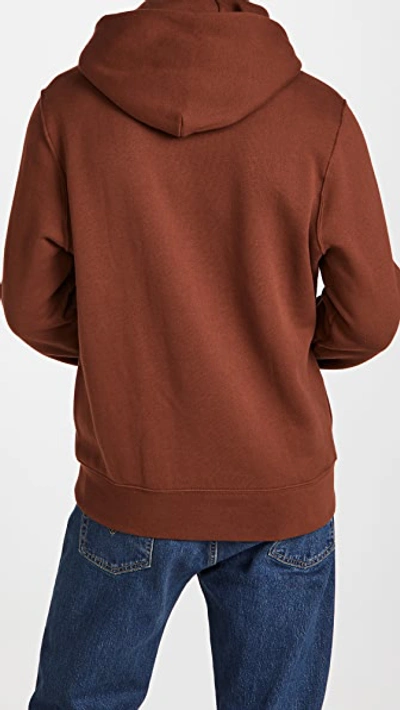 Shop Madewell Foundational Fleece Hoodie In Stained Mahogany