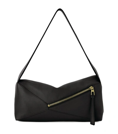 Shop Loewe Leather Puzzle Edge Shoulder Bag In Black