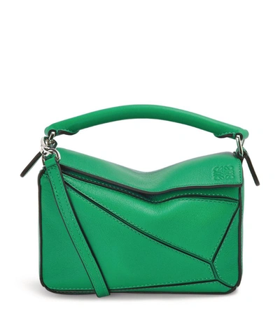 Shop Loewe Mini Leather Puzzle Bag In Green