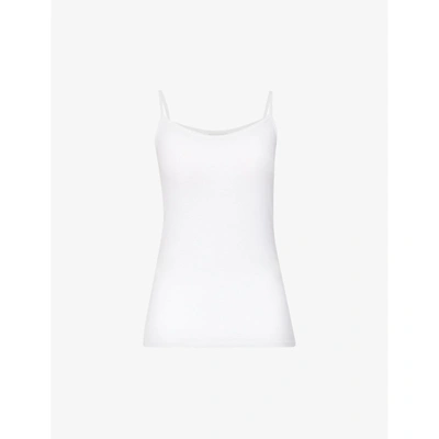 Shop Hanro Cotton Sensation Scoop-neck Stretch-cotton Jersey Top In White
