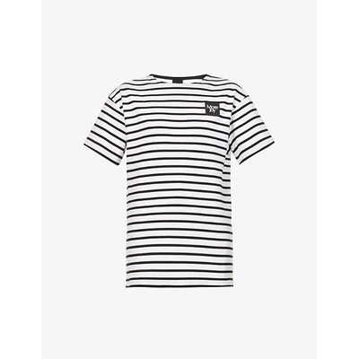 Shop More Joy Striped Logo-patch Cotton-jersey T-shirt In Black And White