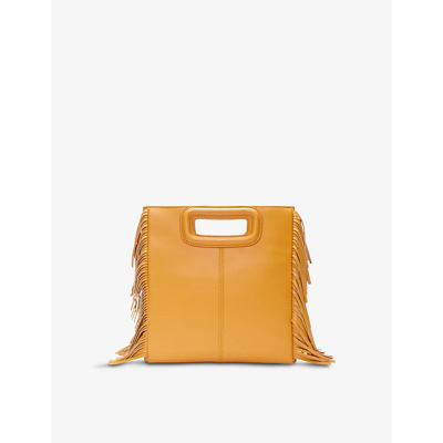 Shop Maje Womens Jaunes / Oranges M Leather Shoulder Bag 1 Size