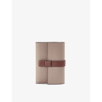 Shop Loewe Womens Dark Blush/dark Rust Logo-debossed Vertical Small Leather Wallet