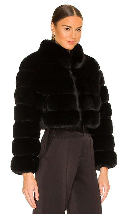 Shop Adrienne Landau Faux Fox Fur Jacket In 黑色
