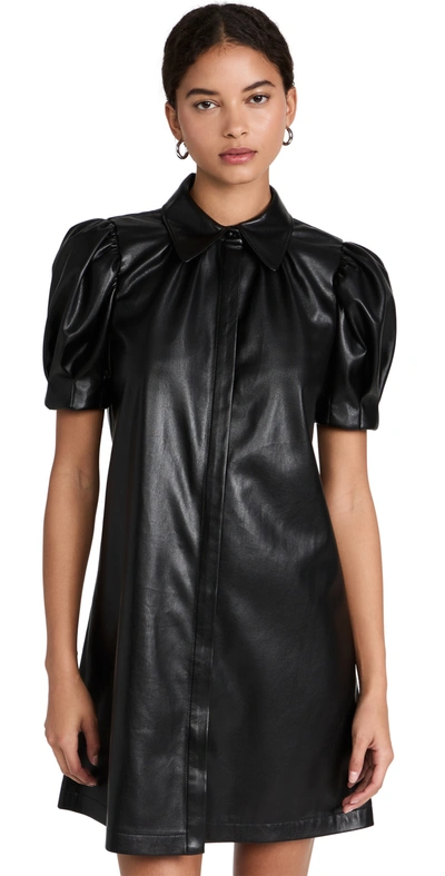 Shop Alice And Olivia Jem Vegan Leather Mini Dress In Black