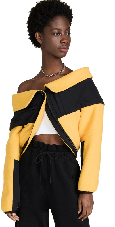 Shop Alexander Wang Long Sleeve Shrug Jacket With Nylon Combo In Spectra Yellow/black