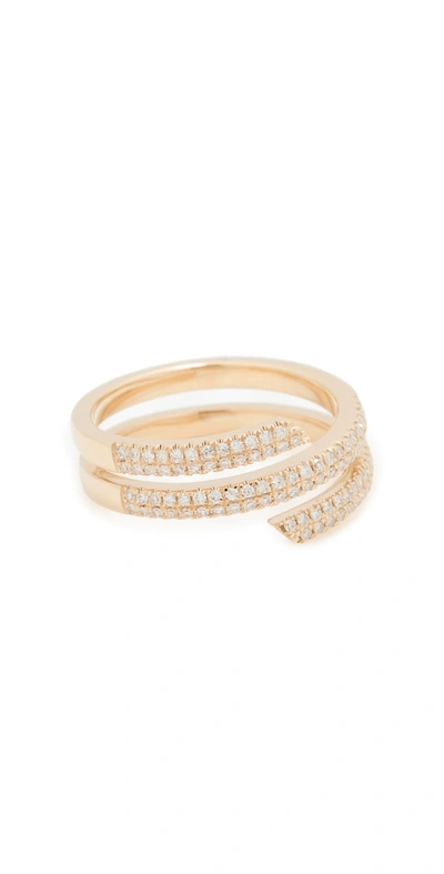 Shop Ef Collection 14k Diamond Swirl Ring In Yellow Gold