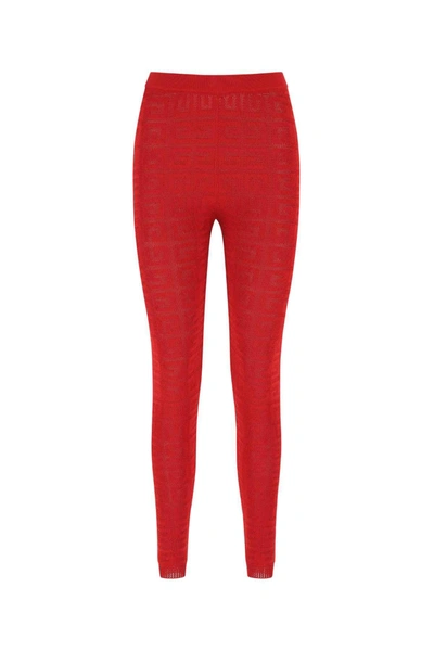 Shop Givenchy 4g Jacquard Leggings In Red