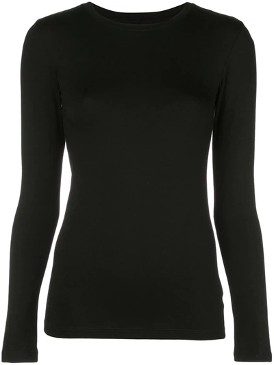 L'agence Tess Long Sleeve Stretch Jersey Top In Black