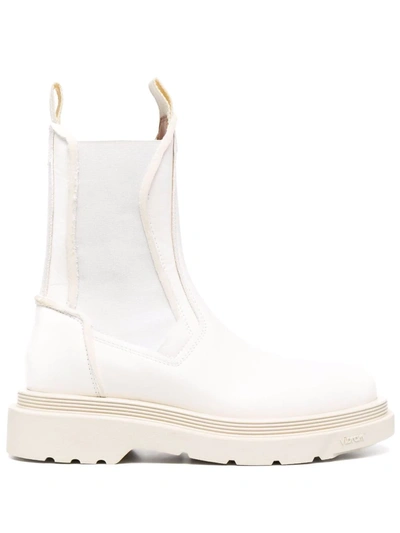 Shop Buttero Panelled Leather Chelsea Boots In White