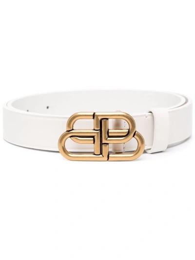 Bb Croc-effect Leather Belt In White