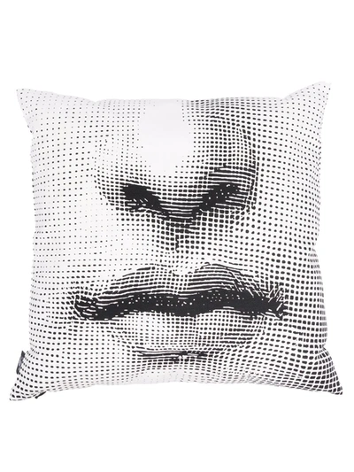 Shop Fornasetti Face Print Cushion In Weiss