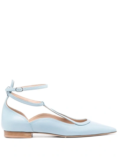 Shop Scarosso Gae Pointed Ballerina Shoes In Blau