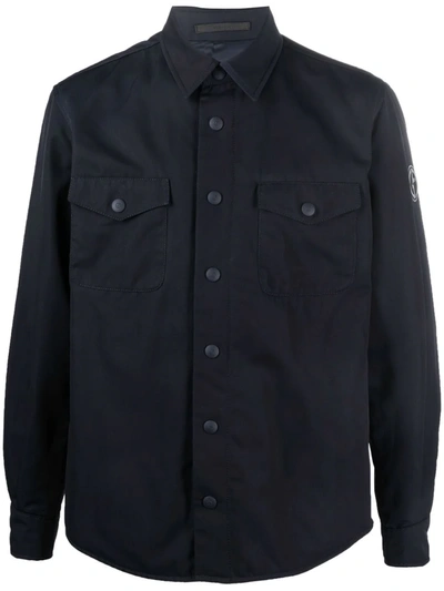 Shop Giorgio Armani Long-sleeved Shirt Jacket In Blau