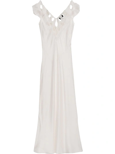 Shop Marc Jacobs The Embroidered Keyhole Slip Dress In Weiss