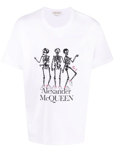 Shop Alexander Mcqueen Skeleton-print Short-sleeved T-shirt In Weiss