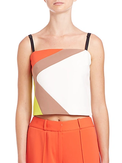 Milly Cropped Cady Colorblock Tank, Multi Colors In White