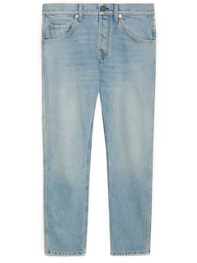 Shop Gucci Skinny Jeans In Light Blue