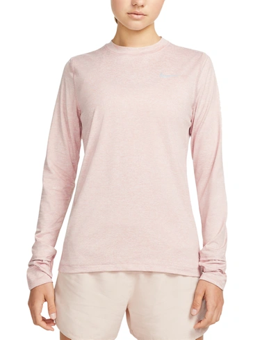 Shop Nike Women's Element Dri-fit T-shirt In Pink Oxford/reflective Silv