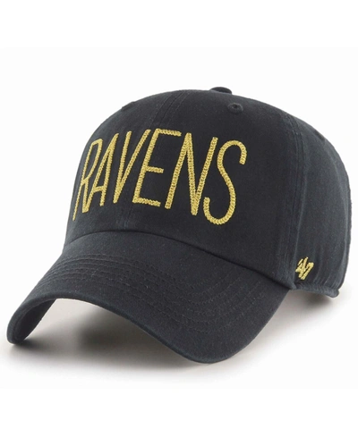 Shop 47 Brand Women's Black Baltimore Ravens Shimmer Text Clean Up Adjustable Hat