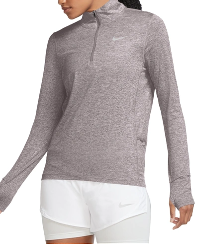 Shop Nike Women's Element Dri-fit Half-zip Running Top In Silver Lilac/venice/htr/(reflective Silv