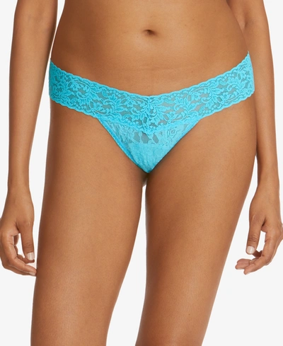 Shop Hanky Panky Signature Lace Women's 4911 Low Rise Thong In Tempting Turquoise Blue