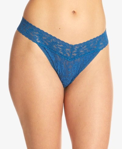 Shop Hanky Panky Women's Signature Lace Original Rise Thong In Beguiling Blue