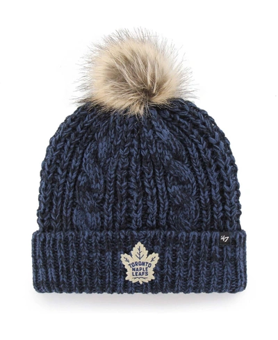 47 Brand Women's Navy Toronto Maple Leafs Meeko Cuffed Knit Hat With Pom In Navy