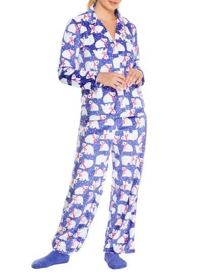 Shop Karen Neuburger Girlfriend Fleece Pajama Set In Polar Bears