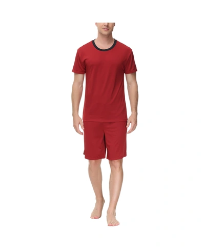 Shop Ink+ivy Men's Moisture-wicking Crewneck T-shirt & Shorts Pajama Set In Red