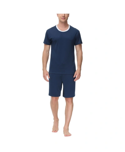 Shop Ink+ivy Men's Moisture-wicking Crewneck T-shirt & Shorts Pajama Set In Navy
