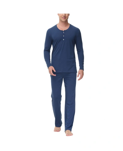 Shop Ink+ivy Men's Two Piece Henley Pajama Set In Navy
