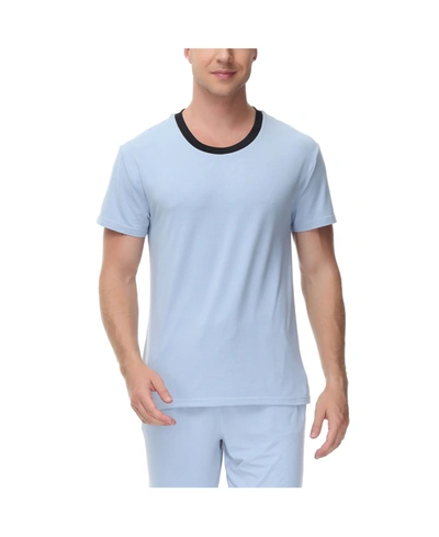 Shop Ink+ivy Ink + Ivy Heat Retaining Crew Neck Contrast Short Sleeve Pajama Tee In Light Blue