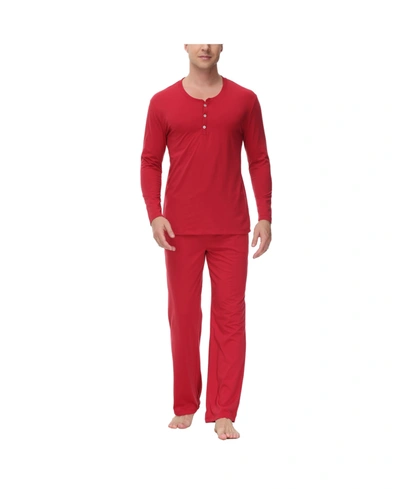 Shop Ink+ivy Men's Two Piece Henley Pajama Set In Red