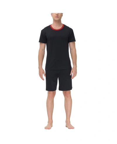 Shop Ink+ivy Men's Moisture-wicking Crewneck T-shirt & Shorts Pajama Set In Black