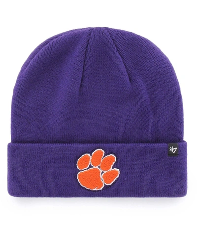 Shop 47 Brand Men's Purple Clemson Tigers Raised Cuffed Knit Hat