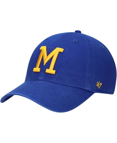Shop 47 Brand Men's Royal Milwaukee Brewers 1970 Logo Cooperstown Collection Clean Up Adjustable Hat