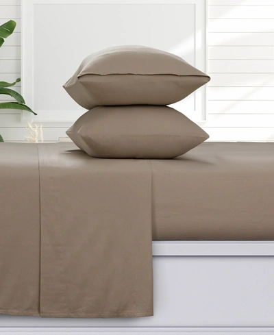 Shop Azores Home Solid 170-gsm Flannel Extra Deep Pocket 3 Piece Sheet Set, Twin Xl Bedding In Camel