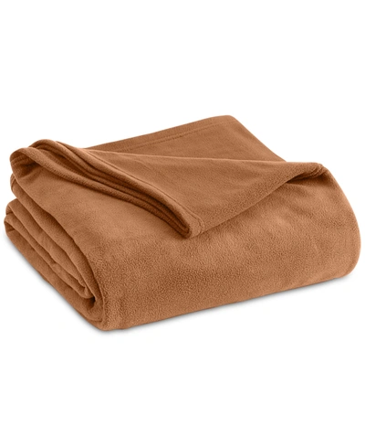 Shop Vellux Brushed Microfleece Queen Blanket Bedding In Tobacco Brown