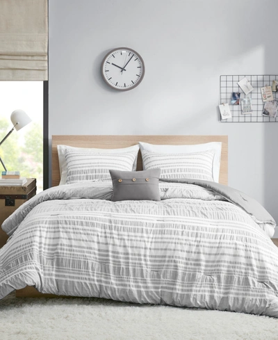 Shop Intelligent Design Closeout!  Lumi Striped 4-pc. Comforter Set, Full/queen In Gray