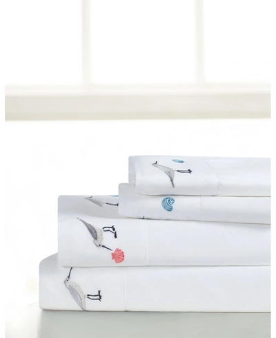 Shop Universal Home Fashions Seaside Resort Pipers Embroidered Sheet Set Full In White